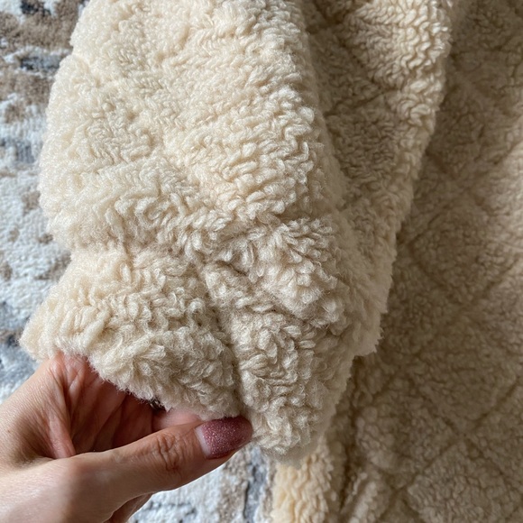 New Flap Detail Drop Shoulder Teddy Coat Shacket Button Down Long Sleeve Warm - Picture 11 of 16